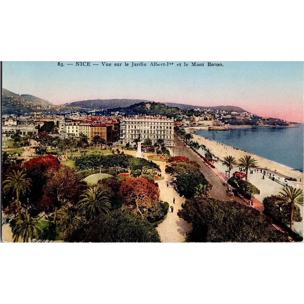 Vintage Nice France Postcard Jardin Albert-Ier & Mont Boron‎ Scenic View